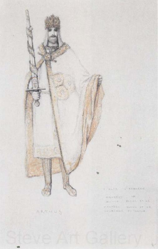 Fernand Khnopff Costume Drawing for Le Roi Arthus Arthus Germany oil painting art
